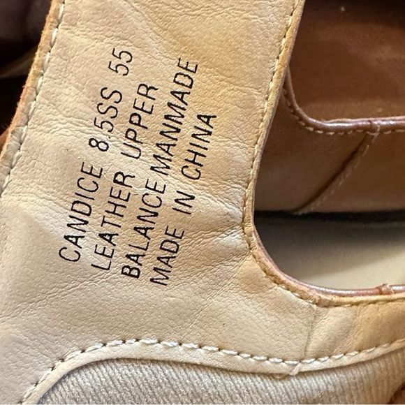 Ros Hommerson Women's Candice Leather Mary Jane Tan Brown Flats shoes sz 8.5 SS - Picture 7 of 7